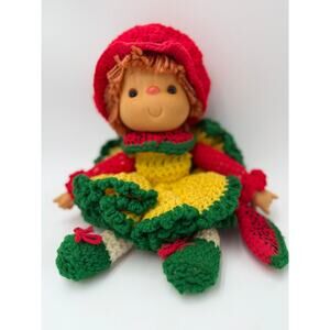 Vintage Crochet Cherry-Inspired Doll | Handmade 1980s | 12” | Others Listed